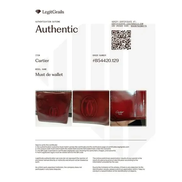 Cartier Red Double C Logo Bifold Shiny Leather Must de Wallet